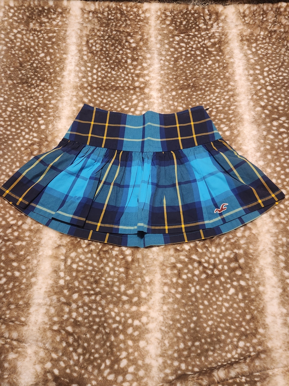 Hollister Blue Plaid Pleated Mini Skirt